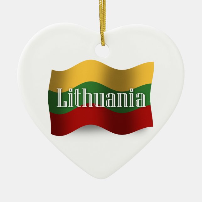 Ornamento De Cerâmica Bandeira de ondulação de Lithuania (Frente)