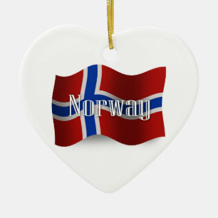 Ornamento De Cerâmica Bandeira de ondulação de Noruega
