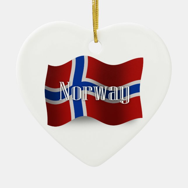 Ornamento De Cerâmica Bandeira de ondulação de Noruega (Frente)