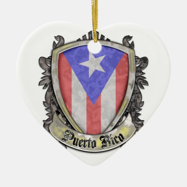 Ornamento De Cerâmica Bandeira de Puerto Rico - crista do protetor (Frente)