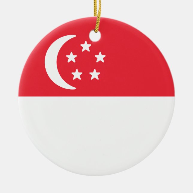 Ornamento De Cerâmica Bandeira de Singapura (Frente)