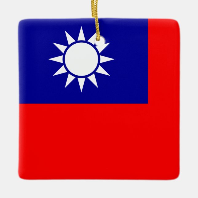 Ornamento De Cerâmica Bandeira de Taiwan: República da China, Taipé Chin (Frente)