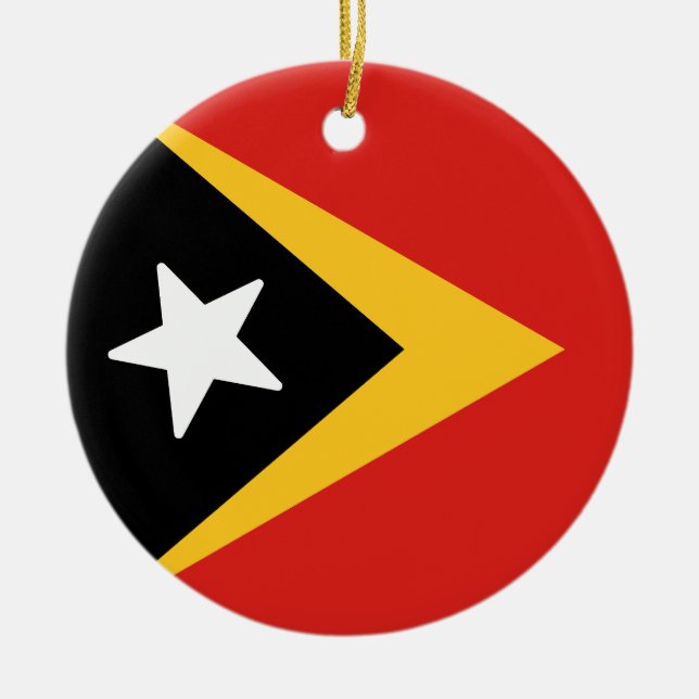 Ornamento De Cerâmica Bandeira de Timor-Leste (Frente)