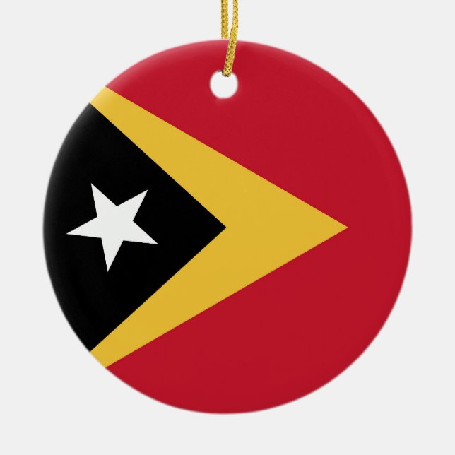 Ornamento De Cerâmica bandeira de Timor Leste (Frente)