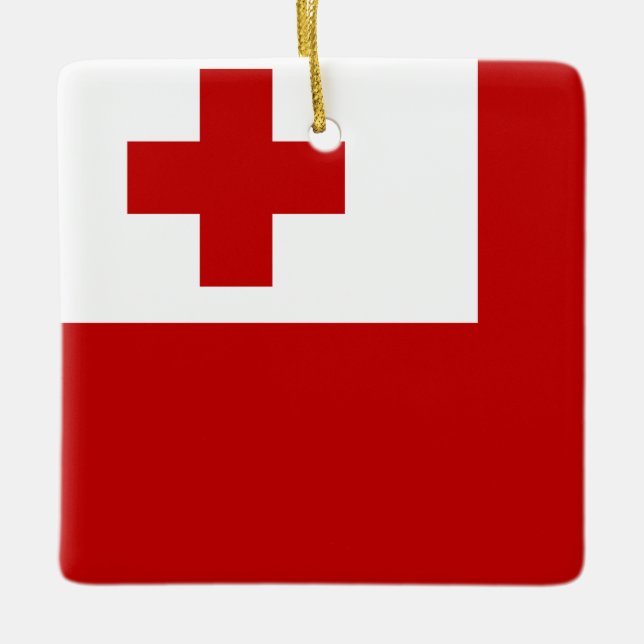 Ornamento De Cerâmica Bandeira de Tonga  (Frente)
