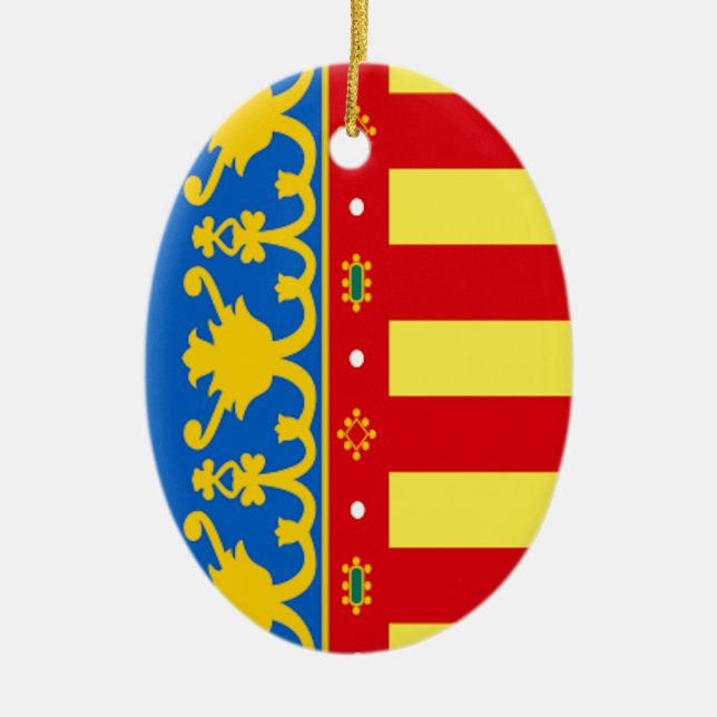 Ornamento De Cerâmica Bandeira de Valência (espanha) (Frente)