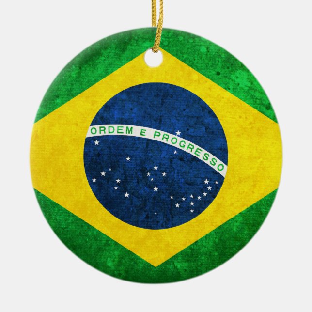 Ornamento De Cerâmica Bandeira do Brasil (Frente)