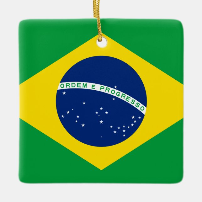 Ornamento De Cerâmica Bandeira do Brasil (Brasil) (Frente)