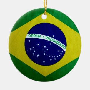 Ornamento De Cerâmica Bandeira do brasileiro do olhar do vintage