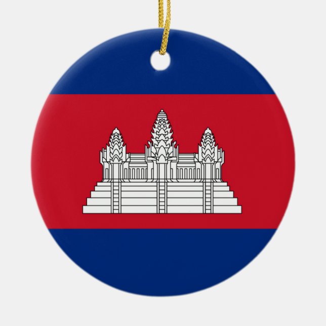 Ornamento De Cerâmica Bandeira do Camboja (Frente)