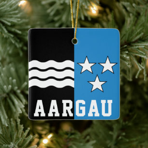 Ornamento De Cerâmica Bandeira do Cantão de Aargau