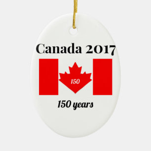 Ornamento De Cerâmica Bandeira do coração de Canadá 150 em 2017