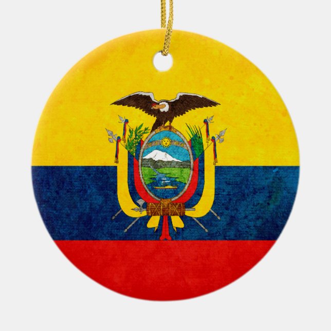 Ornamento De Cerâmica Bandeira do Equador (Frente)