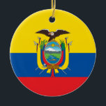 Ornamento De Cerâmica Bandeira do Equador<br><div class="desc">Esta design apresenta a bandeira nacional do Equador (oficialmente conhecida como República do Equador), que é um país no noroeste da América do Sul. O Equador é banhado pela Colômbia no norte, pelo Peru no leste e no sul e pelo oceano Pacífico no oeste. O Equador também inclui as Ilhas...</div>