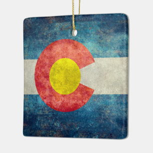 Ornamento De Cerâmica Bandeira do estado de Colorado com olhar sujo