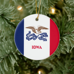 Ornamento De Cerâmica Bandeira do Estado de Iowa