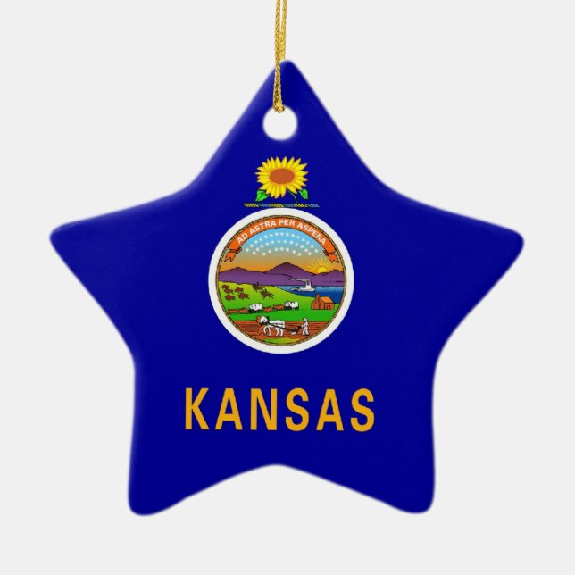 Ornamento De Cerâmica Bandeira do estado de Kansas (Frente)