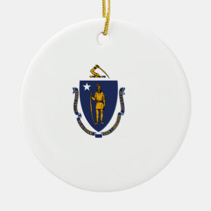 Ornamento De Cerâmica Bandeira do Estado de Massachusetts