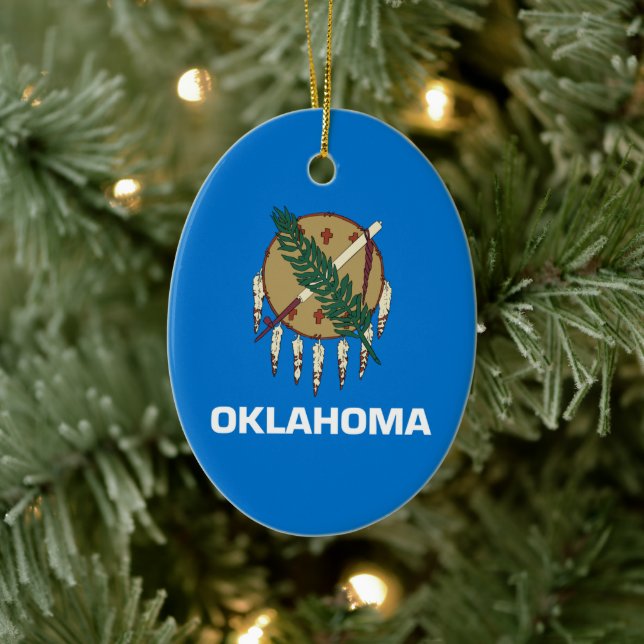 Ornamento De Cerâmica Bandeira do Estado de Oklahoma (Árvore)