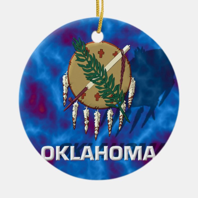 Ornamento De Cerâmica Bandeira do estado de Oklahoma (Frente)