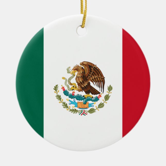 Ornamento De Cerâmica Bandeira do México (Frente)