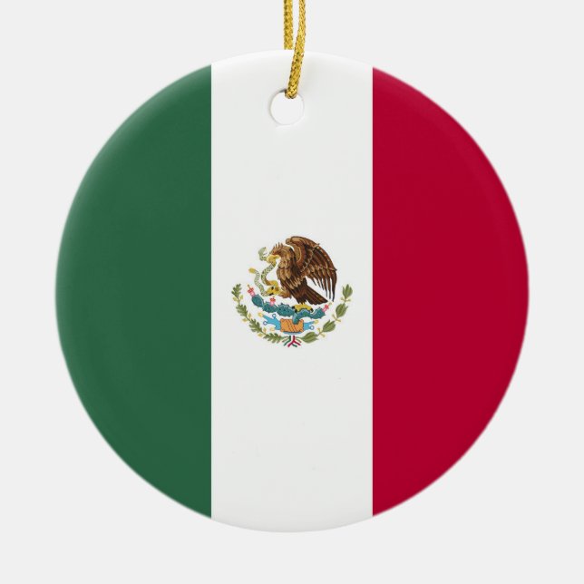 Ornamento De Cerâmica Bandeira do México (Frente)