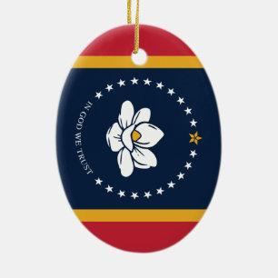 Ornamento De Cerâmica Bandeira do Mississippi - Nova Bandeira da Magnóli