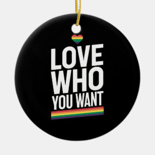 Ornamento De Cerâmica Bandeira do Orgulho Gay Arco-íris Ame Quem Você Qu