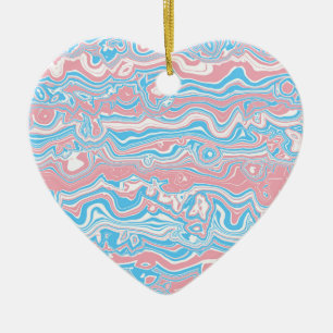 Ornamento De Cerâmica Bandeira do Orgulho Trans Trippy Boho Groovy Listr