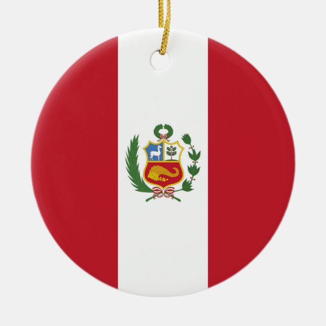 Ornamento De Cerâmica Bandeira do Peru (Frente)
