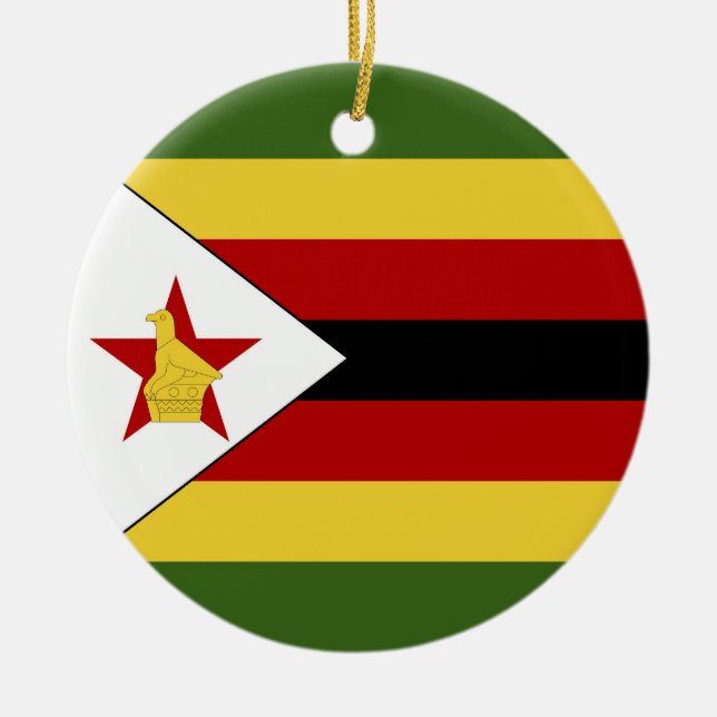 Ornamento De Cerâmica Bandeira do Zimbabué (Frente)