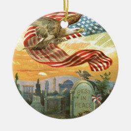 Ornamento De Cerâmica Bandeira dos EUA Águia-Careca Cemitério Lápide Cor