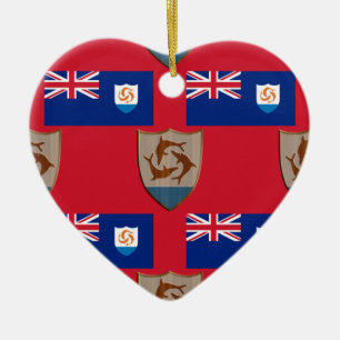 Ornamento De Cerâmica Bandeira e crista de Anguilla