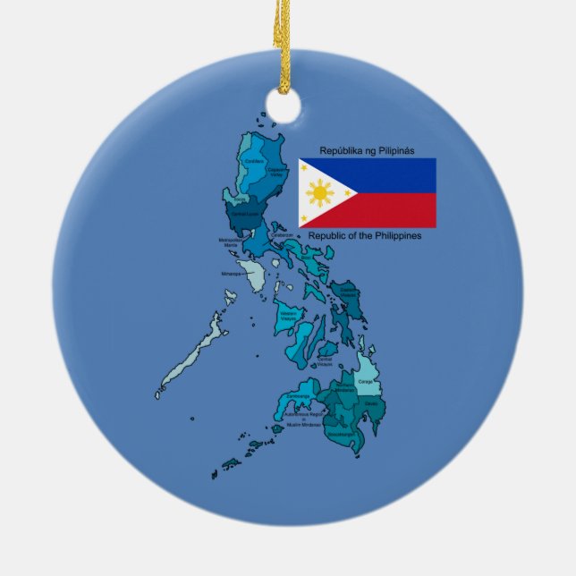 Ornamento De Cerâmica Bandeira e mapa das Filipinas (Traseira)