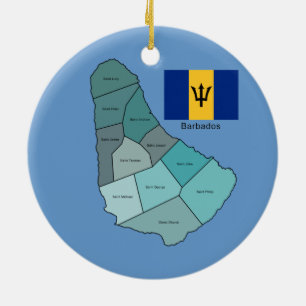 Ornamento De Cerâmica Bandeira e mapa de Barbados