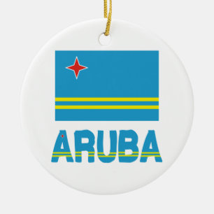 Ornamento De Cerâmica Bandeira e Palavra de Aruba