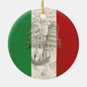 Ornamento De Cerâmica Bandeira e símbolos de Italia ID157