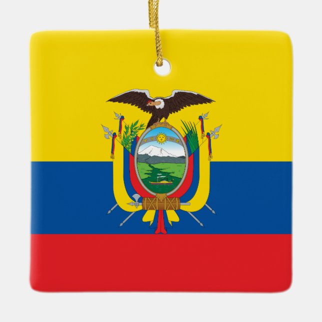 Ornamento De Cerâmica Bandeira Equador (Equador) (Frente)