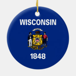 Ornamento De Cerâmica Bandeira Estadual do Wisconsin