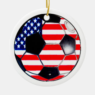 Ornamento De Cerâmica Bandeira EUA da bola de futebol os presentes do