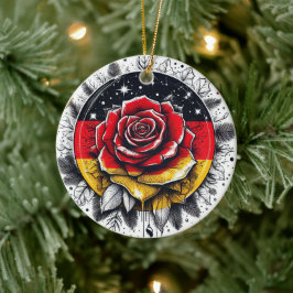 ORNAMENTO DE CERÂMICA BANDEIRA FLORAL ALEMÃ INSPIRADA