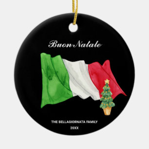 Ornamento De Cerâmica *~* Bandeira italiana Itália Buon Natale Foto Nat