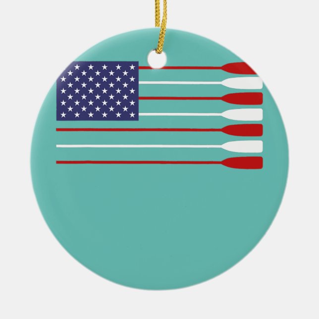 Ornamento De Cerâmica Bandeira legal Americana Removendo Oar Engraçado P (Frente)
