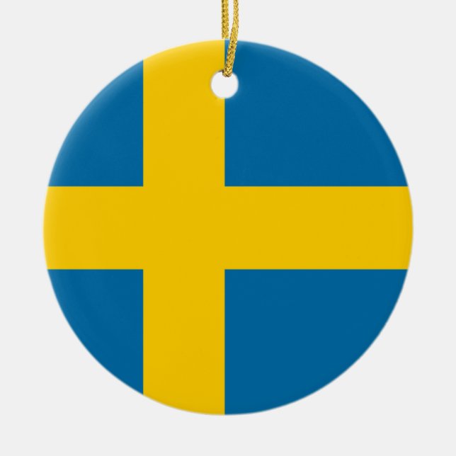 Ornamento De Cerâmica Bandeira nacional da suecia (Frente)