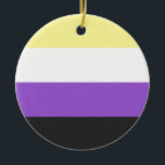 Ornamento De Cerâmica Bandeira Não-Binária<br><div class="desc">Bandeira Não-Binária, não-Binária, não binário, enby, nonbinary, orgulho, bandeira, agender, genderless, género, pangender, bigender</div>