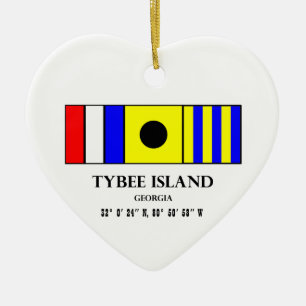 Ornamento De Cerâmica Bandeira náutica da ilha de Tybee