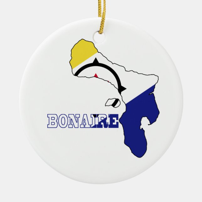 Ornamento De Cerâmica Bandeira no mapa de Bonaire (Frente)