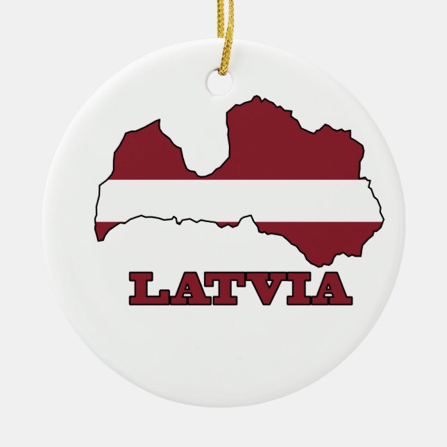 Ornamento De Cerâmica Bandeira no mapa de Latvia (Frente)