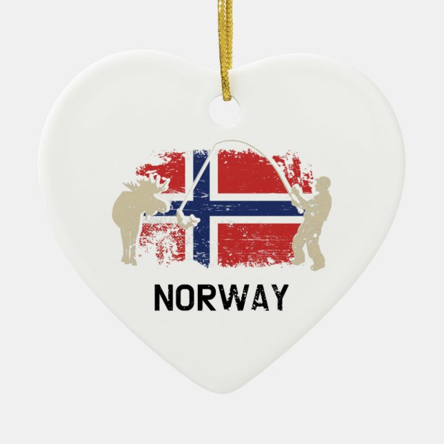 Ornamento De Cerâmica Bandeira norueguesa, Noruega (Frente)