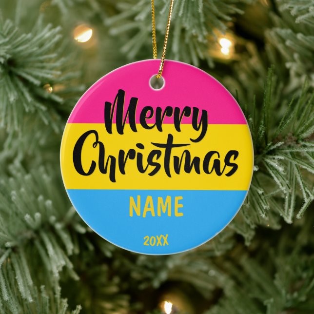Ornamento De Cerâmica Bandeira Pansexual Personalizada Natal (Árvore)